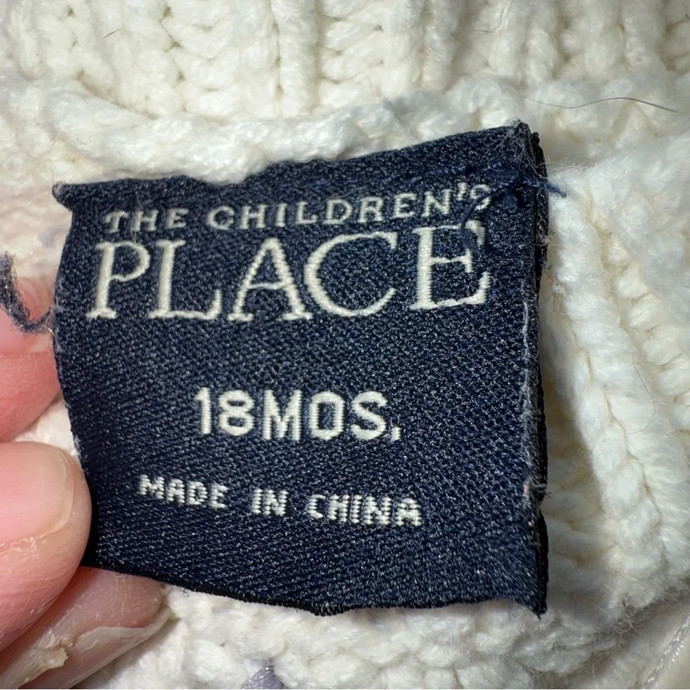 The Children's Place White Sweater with Floral Embroidery